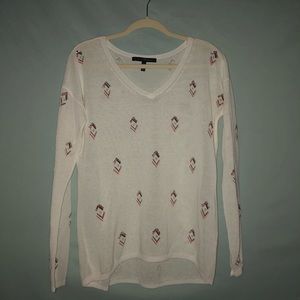 WHBM White Sweater w/ Colored Arrow Decal